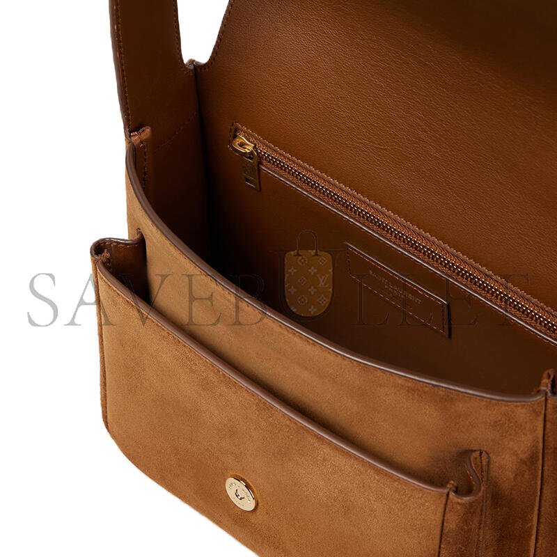 y*l Sa**t Lau*nt small satchel in suede 633151 (21*16*5cm)